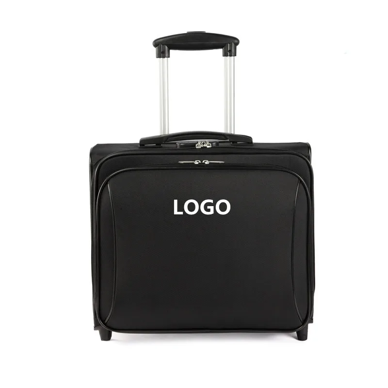Custom Logo Luxury Design Smart 16 inch Travelling Suitcases TSA Lock Carry On Luggage Bag with Laptop Compartment and Wheels