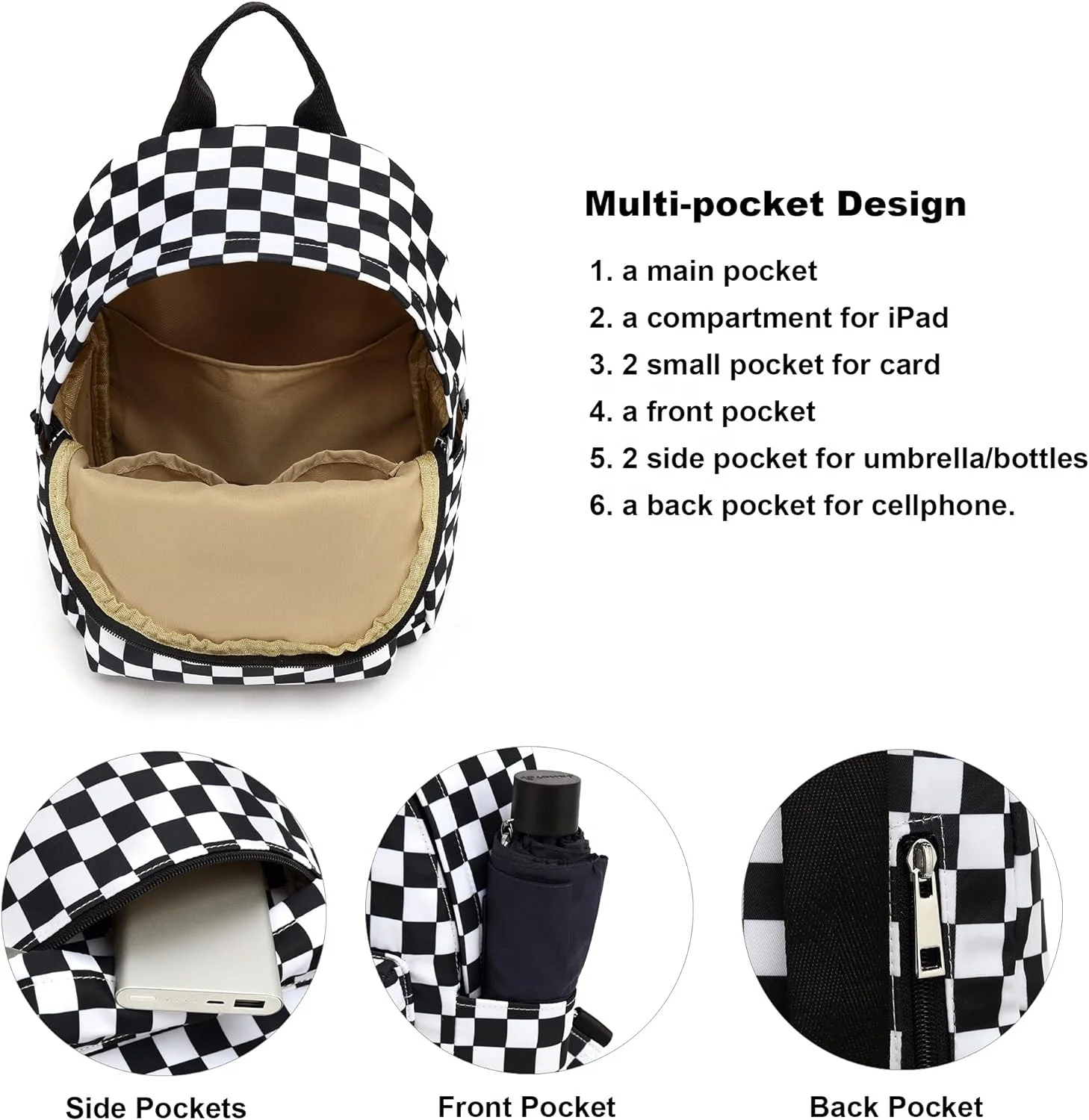 Outdoor Custom Checkered Sports Women nylon School Bag Toddler Cartoon bookBags Diaper Bag Travel Shoulder bag Laptop Backpack