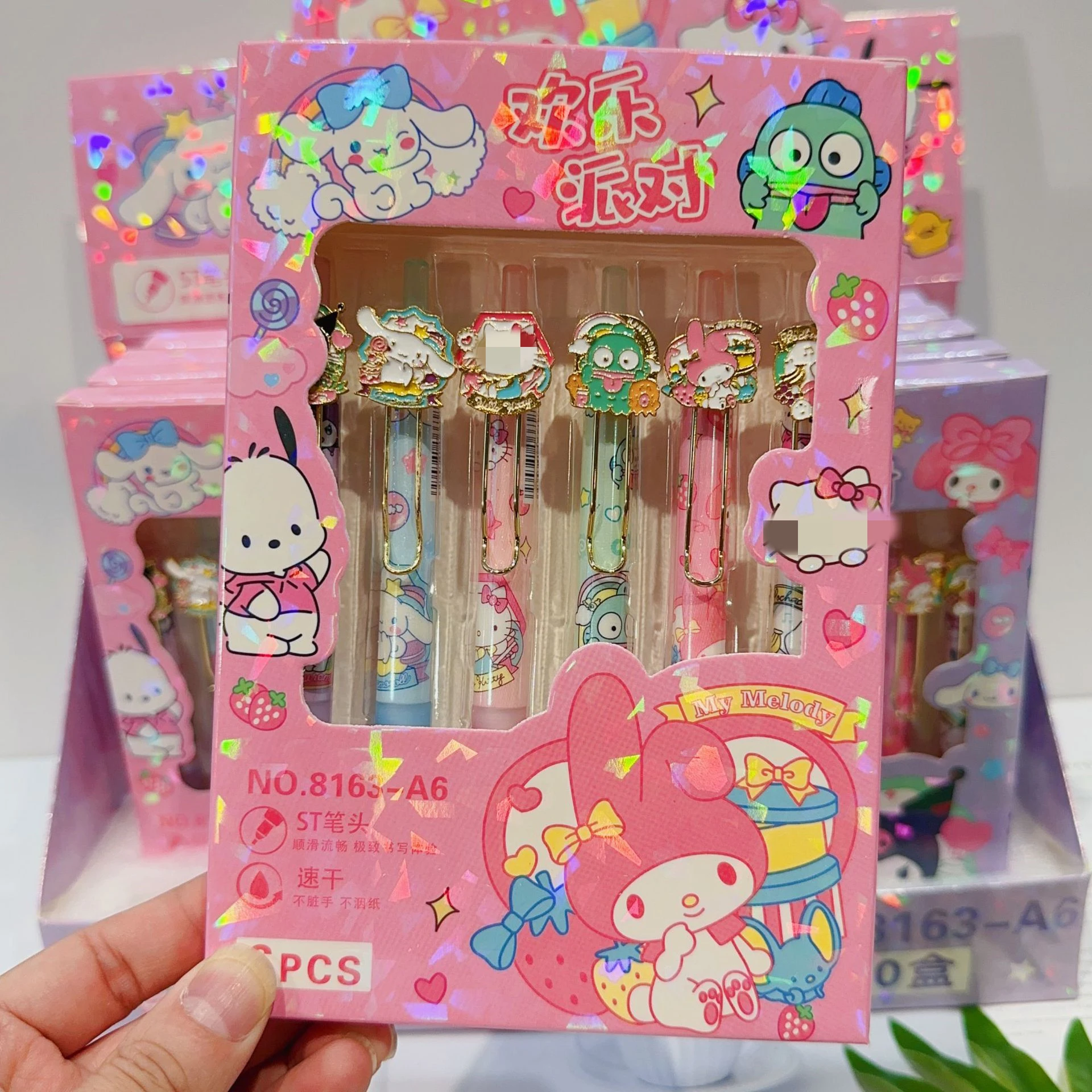 DHF900 Wholesale kinds of cartoon 6 pieces neutral pen kawaii Kuromi signature pen black office Capybara gel pen stationery