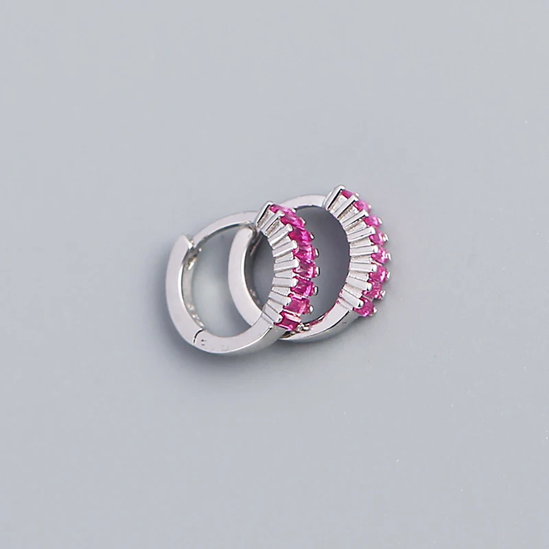 925 Sterling Silver Luxury Colorful Zircon Hoop Earrings For Women Party Bohemian Punk Rock Ear Buckle Jewelry Gift