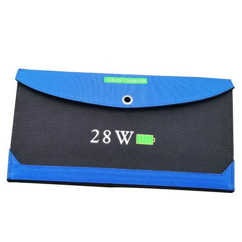 Outdoor Waterproof 28W Foldable Portable Solar Panel Power Phone Charger With Dual USB For Mobile Phone Power Bank Power Supply