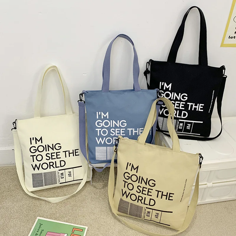 Custom Large Capacity Thickened Shoulder Canvas Tote Bag With Zipper