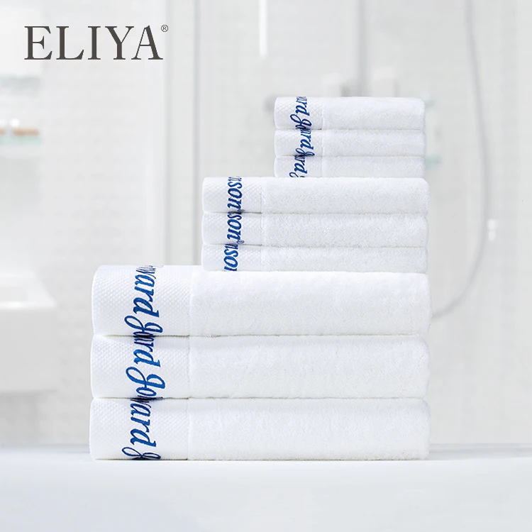 ELIYA Hotel Custom Towels White 100% Cotton Hand Face Bath Towel Setwith Logo/Embroidery Towel
