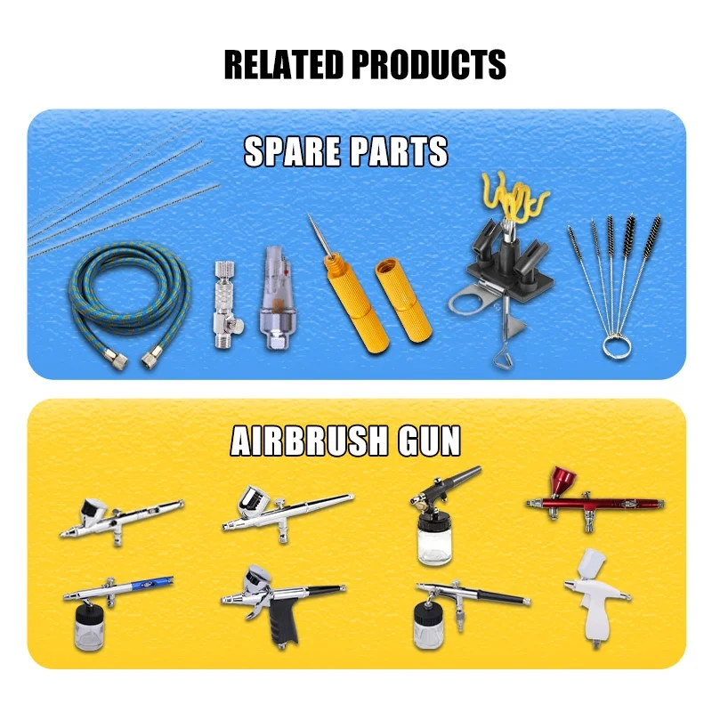 Tattoo Makeup Nail Model Art Hobby Air Brush Painting Set with 0.3mm/0.5mm Needles and Air Hose