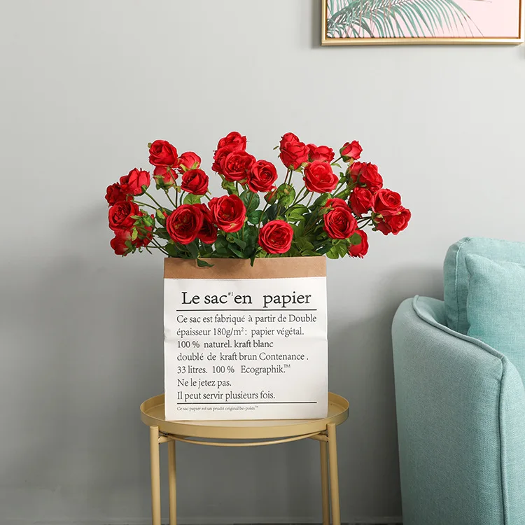 Hot selling Simulate 7 Dora Roses  Artificial Flowers For Home Decoration