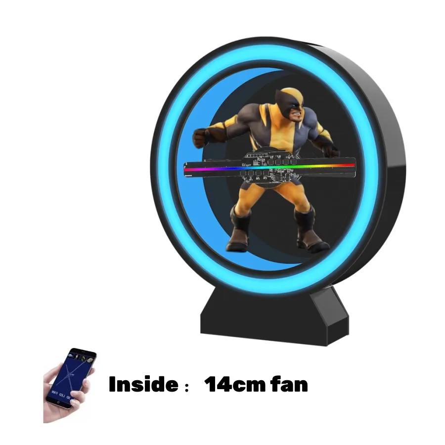 Great effect 3d holographic fan hologram projector in case mobile App control 3d hologram fan display with cover