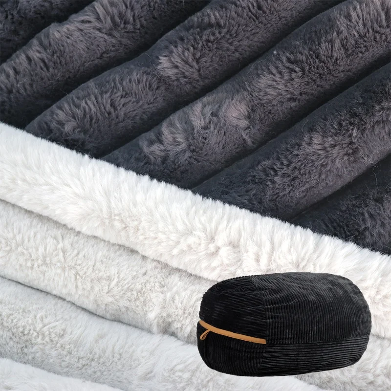 2425 Artificial 2 inch Strip USA Supermarket 530gsm 145cm Fluffy Fake Animal Rabbit Faux Fur Plush Corduroy Fabric for Sofa