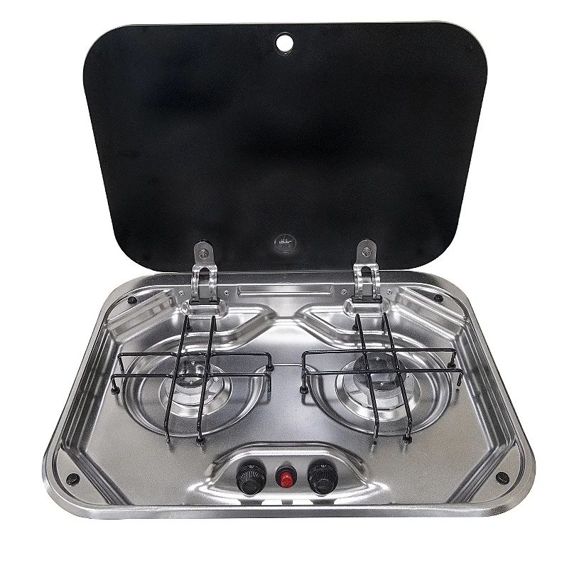 GUANGRUN CANRUN Caravan kitchen product Stainless steel two burner LPG gas stove for RV motorhomes travel trailer Yacht GR-587