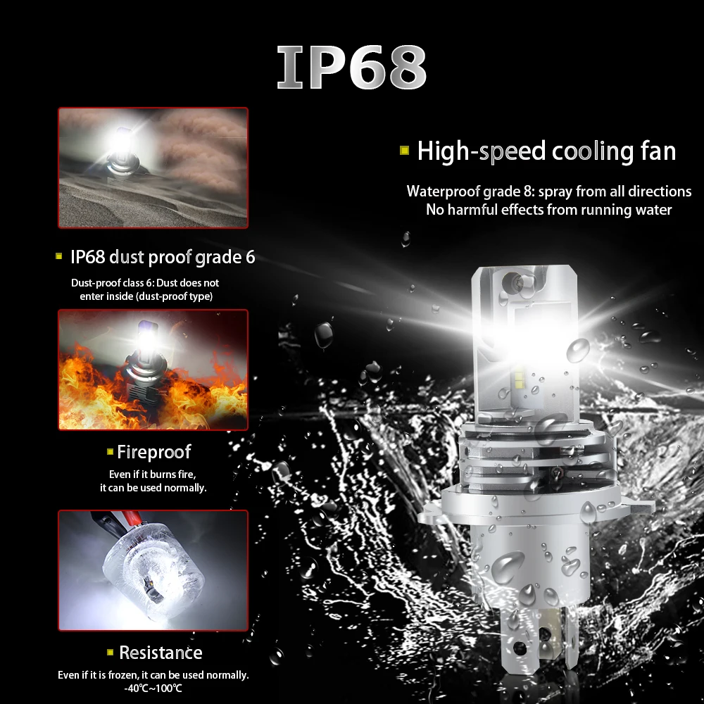 Новый дизайн All in One 16000lm 72W фары для автомобильных фар безвентиляторный 9006 H4 M3 H7 9005 h13 светодиодные лампы h4