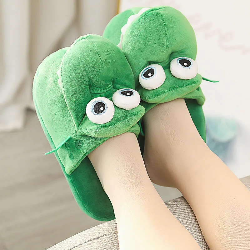 Winter Home Slippers Soft Unisex Indoor Floor Shoes Hot crocodile slippers with moving mouth