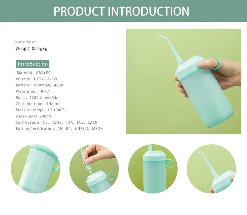 2022 IPX7 Waterproof Portable Cordless Oral Irrigation Toothbrush Water Flosser With Wholesale Price