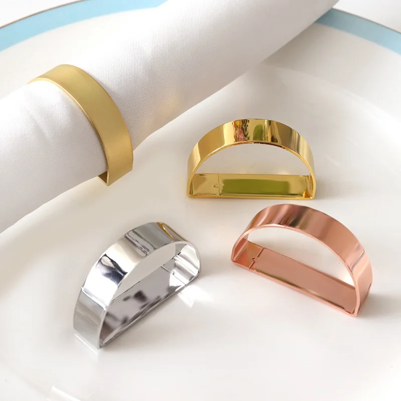 New design zinc alloy full polished semi-circle napkin ring matte gold napkin ring
