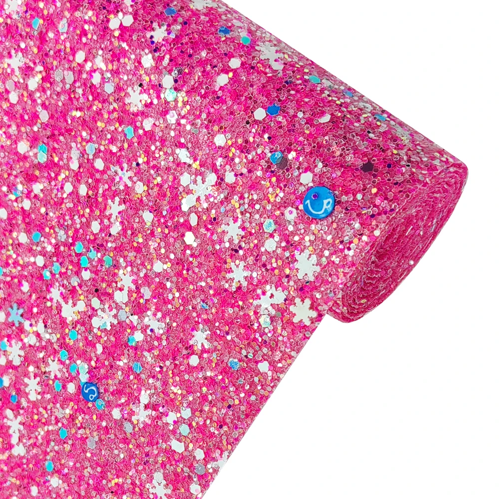 Factory Stretch Crystal Snowflake Sequins Synthetic Glitter Fabric for Earring Accessory Chunky Leather