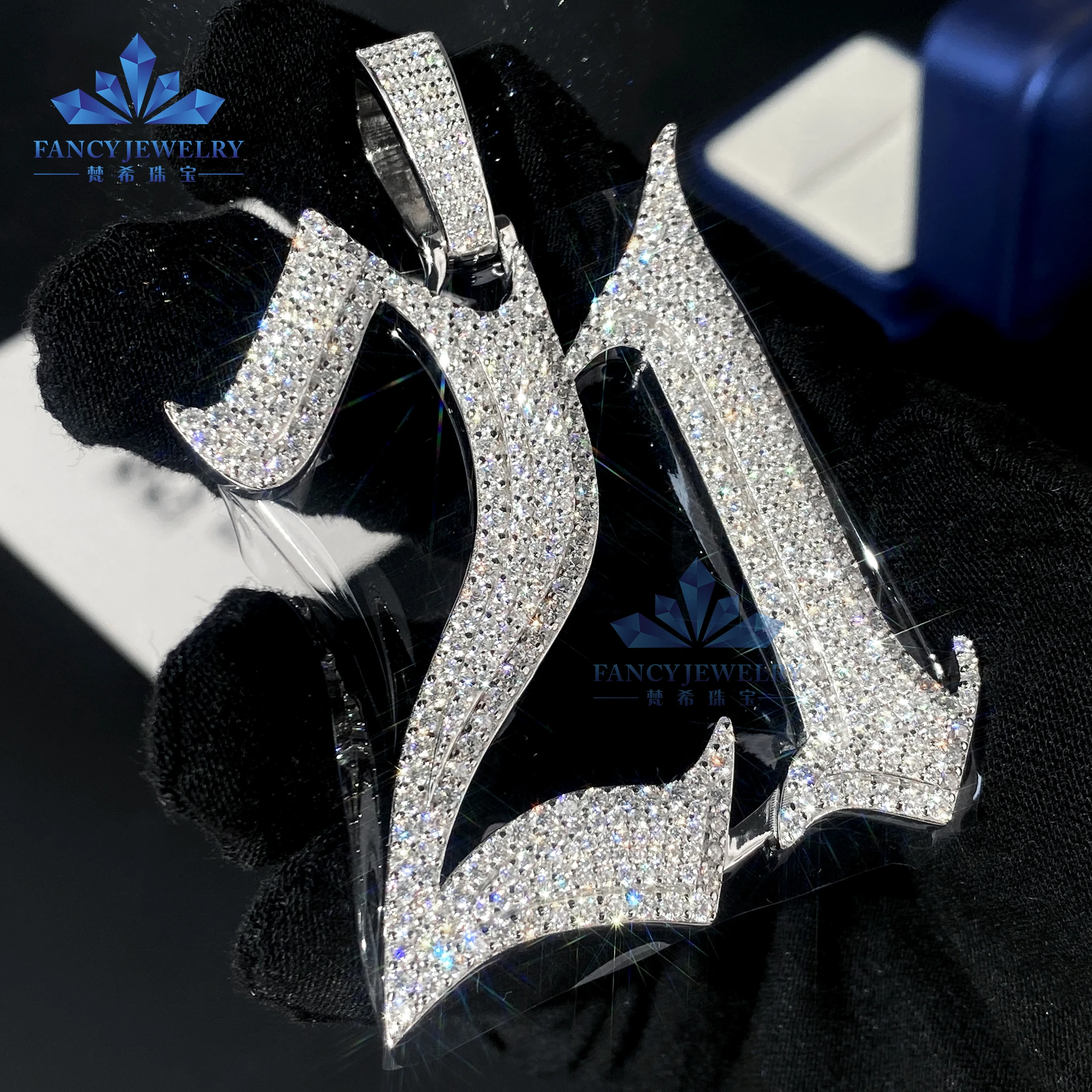 Fashion Design HipHop Style 925 Sterling Gold Plated Silver Iced Out Number Moissanite Pendant For Gift Party