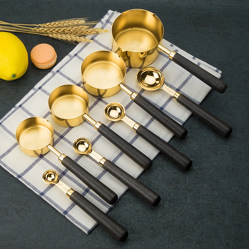 Wholesale Kitchen Cooking Baking  Custom 8 piece Stainless Steel Measuring Cups And Spoon Set