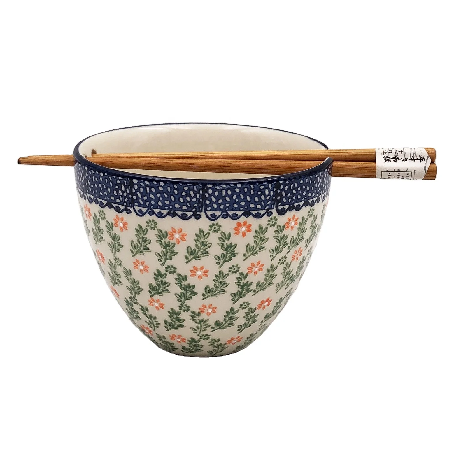 Japanese style ceramic bowl with chopsticks noodle bowl ramen bowl