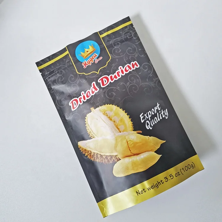 Wholesale Custom Logo Plastic Snack Philippine Thai Durian Dried Fruit Package Pouch Stand Up zipper Dry Food Packaging Bag