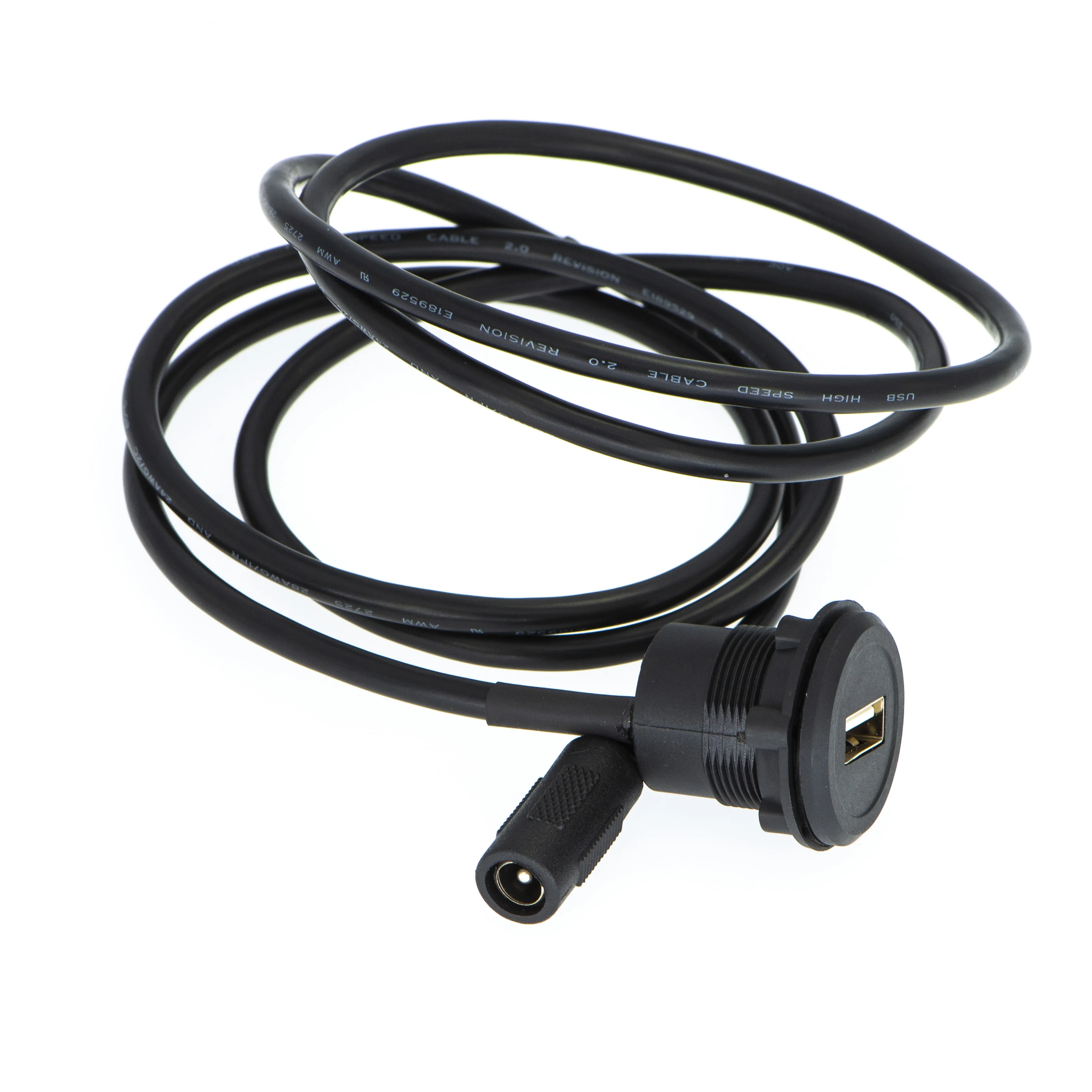 22mm Economy Panel mount Type USB2.0 Connector Female A to Female power cable 5.5*2.1mm (1.2M length)