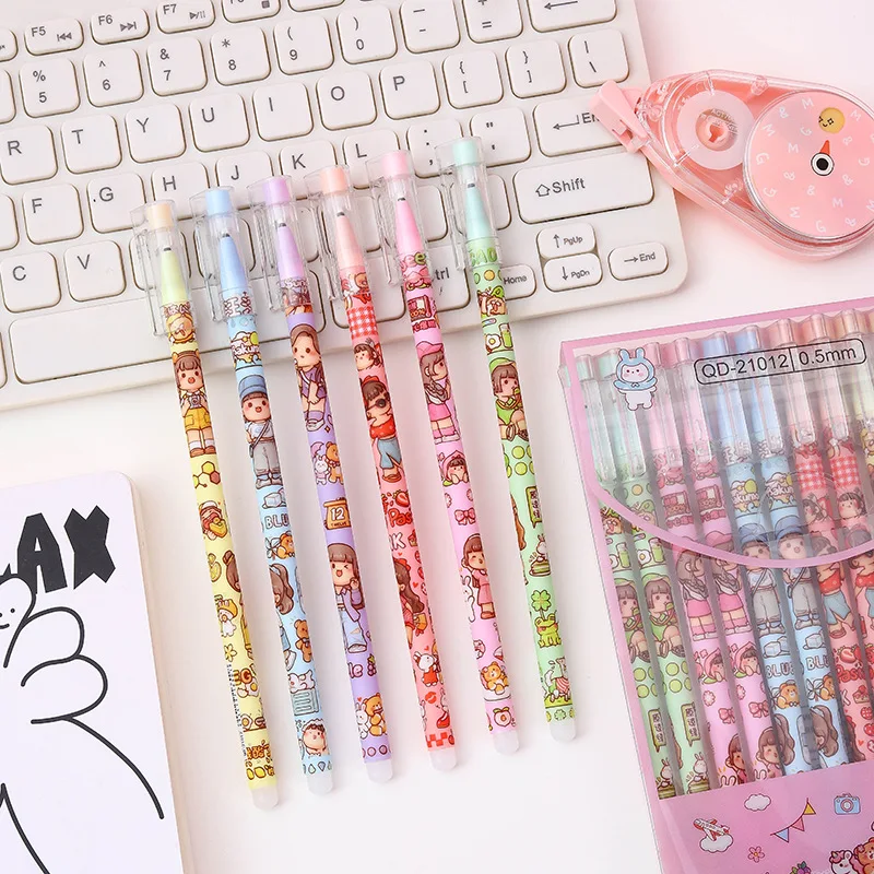 Creative cartoon cute straight stick neutral pen student high appearance level can erase office gift pen signature pen