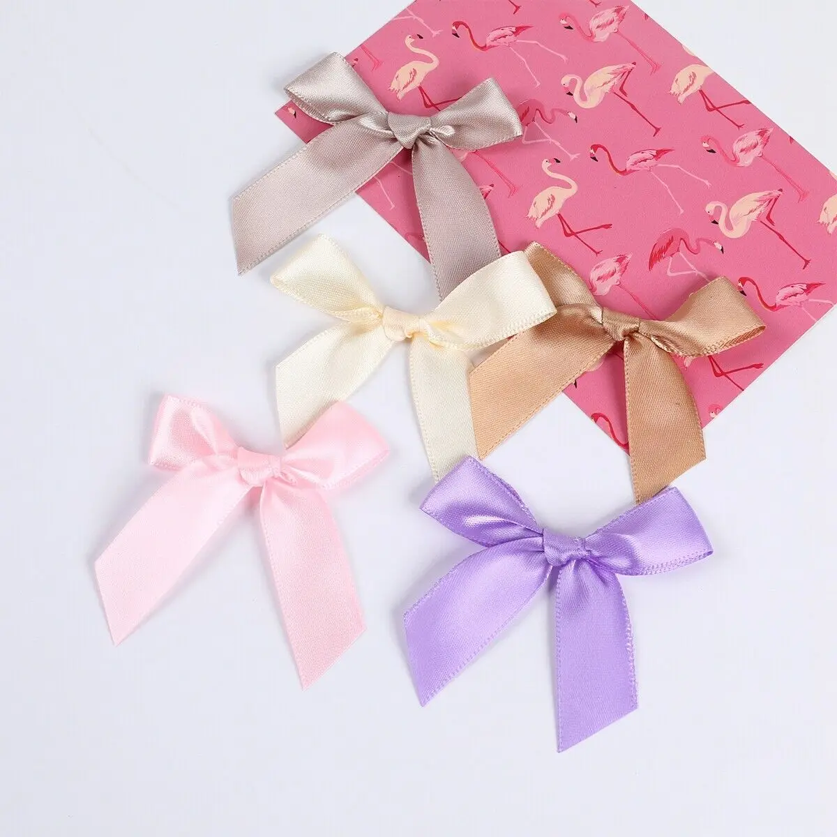 OKAY Small 7cm Bows Satin Ribbon Mini Crafts Pre Tied Wedding Cards Sewing