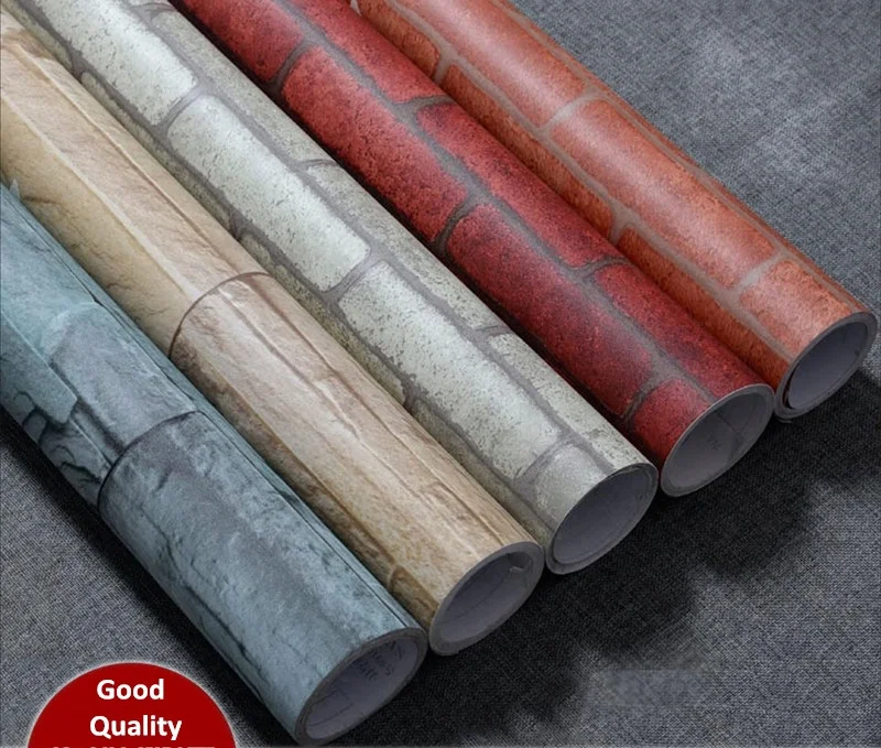 marble design decoration pvc self adhesive brick wallpaper for bedroom
