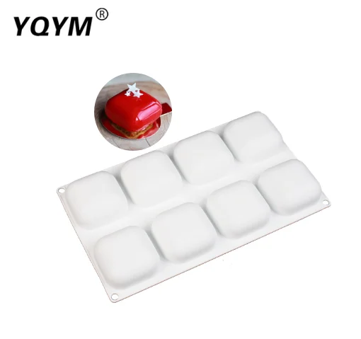 8-cavity square drum cake mold French mousse pudding baking cake silicone mold