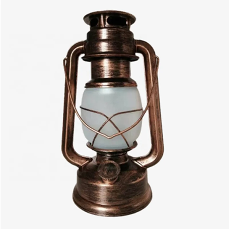 Industrial Style Rechargeable LED Kerosene Horse Lamp Table Light Retro Creative Cafe Restaurant Decoration with Metal Shade