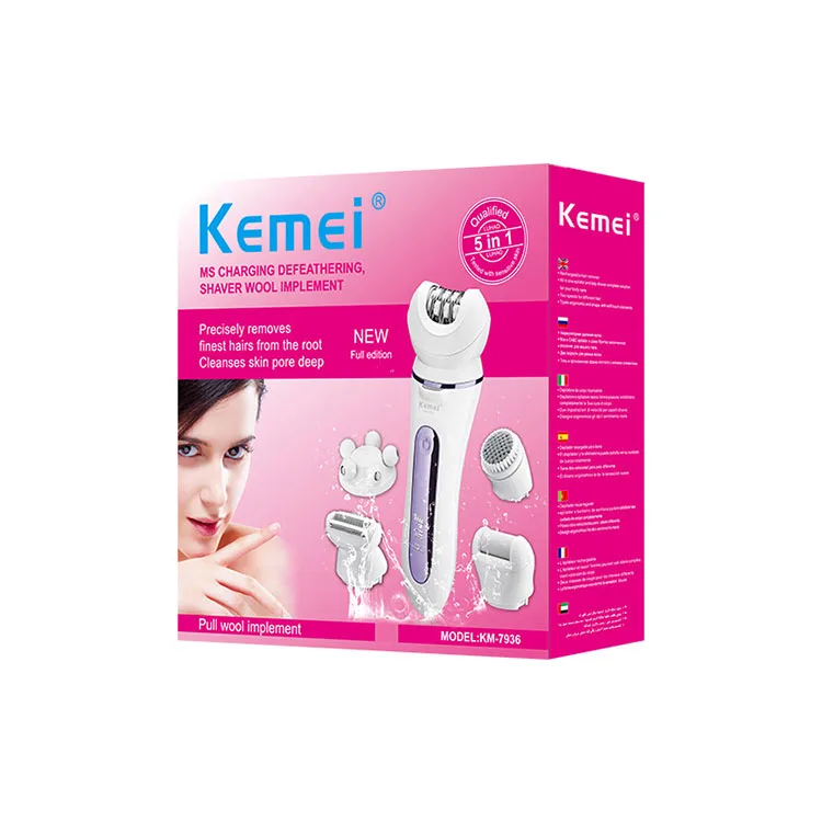 Wholesale Usb Charging Hand Held Epilator Flashlight Design Km-7936 Replaceable Cutter Head Tools Electric Shaver for women
