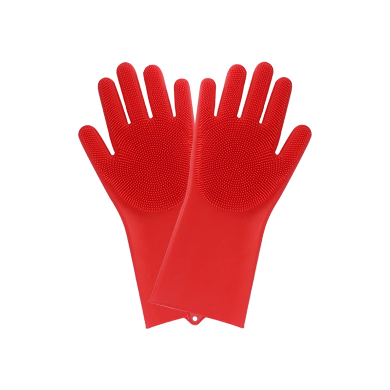 high quality kitchen working waterproof Dishwashing gloves  Heat Resistant Hand Protection Brush silicon mitten washes
