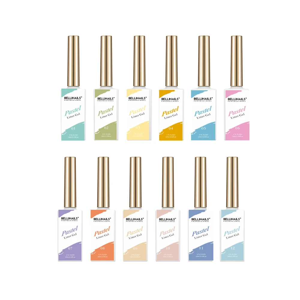 Высокопигментная подводка-гель Bellinails фирменная марка лак для ногтевого дизайна 12 неоновых цветов пастельные цвета Набор цветных подводков-гелей