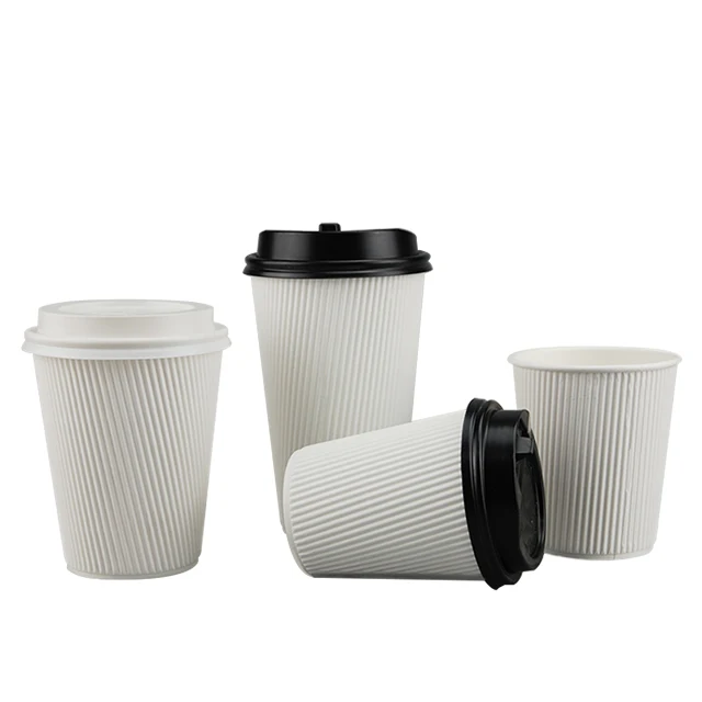 4oz 12oz 16oz eco friendly ripple wall disposable paper cup printing biodegradable coffee cup