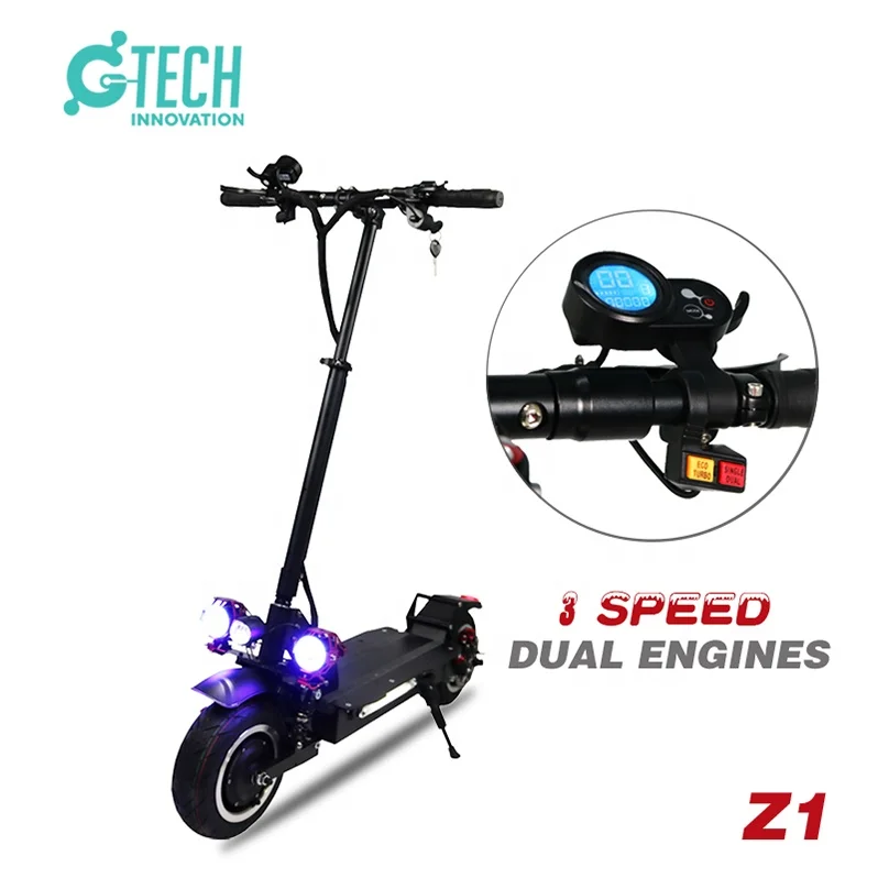 Gtech Fat Tire Folding Wide Two Wheel Adult dual motor Foldable electric scooter