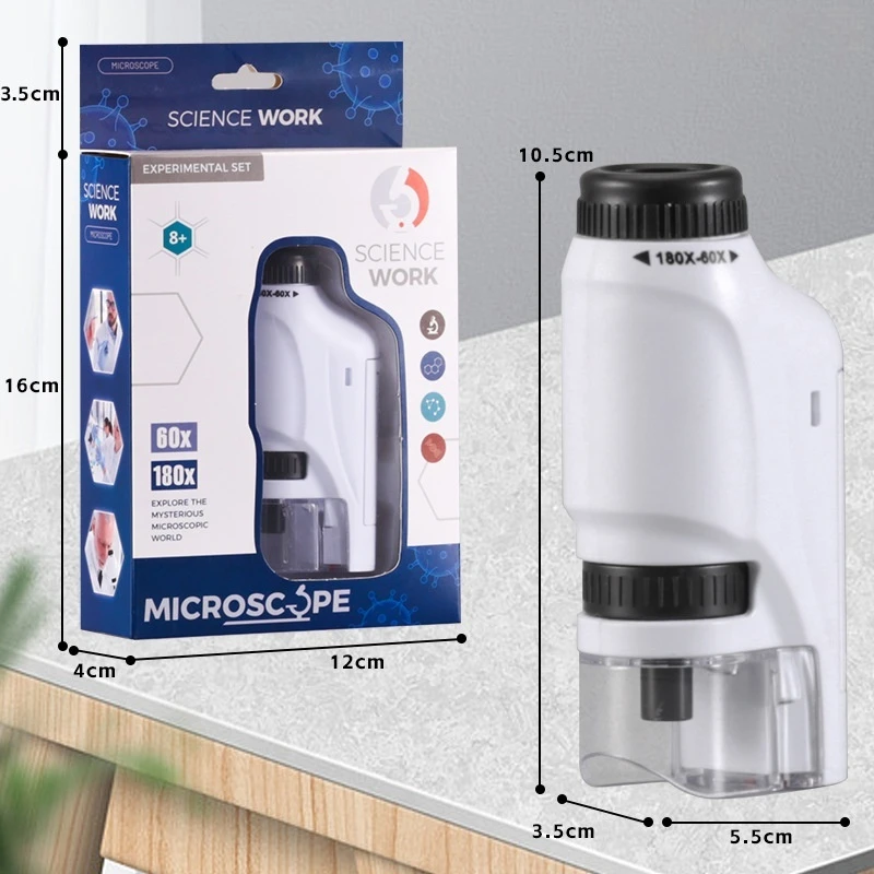 Portable Microscope for Kids Zoom 60x-180x,Handheld Mini Microscope STEM & Science Toys,Little Scientist Microscope