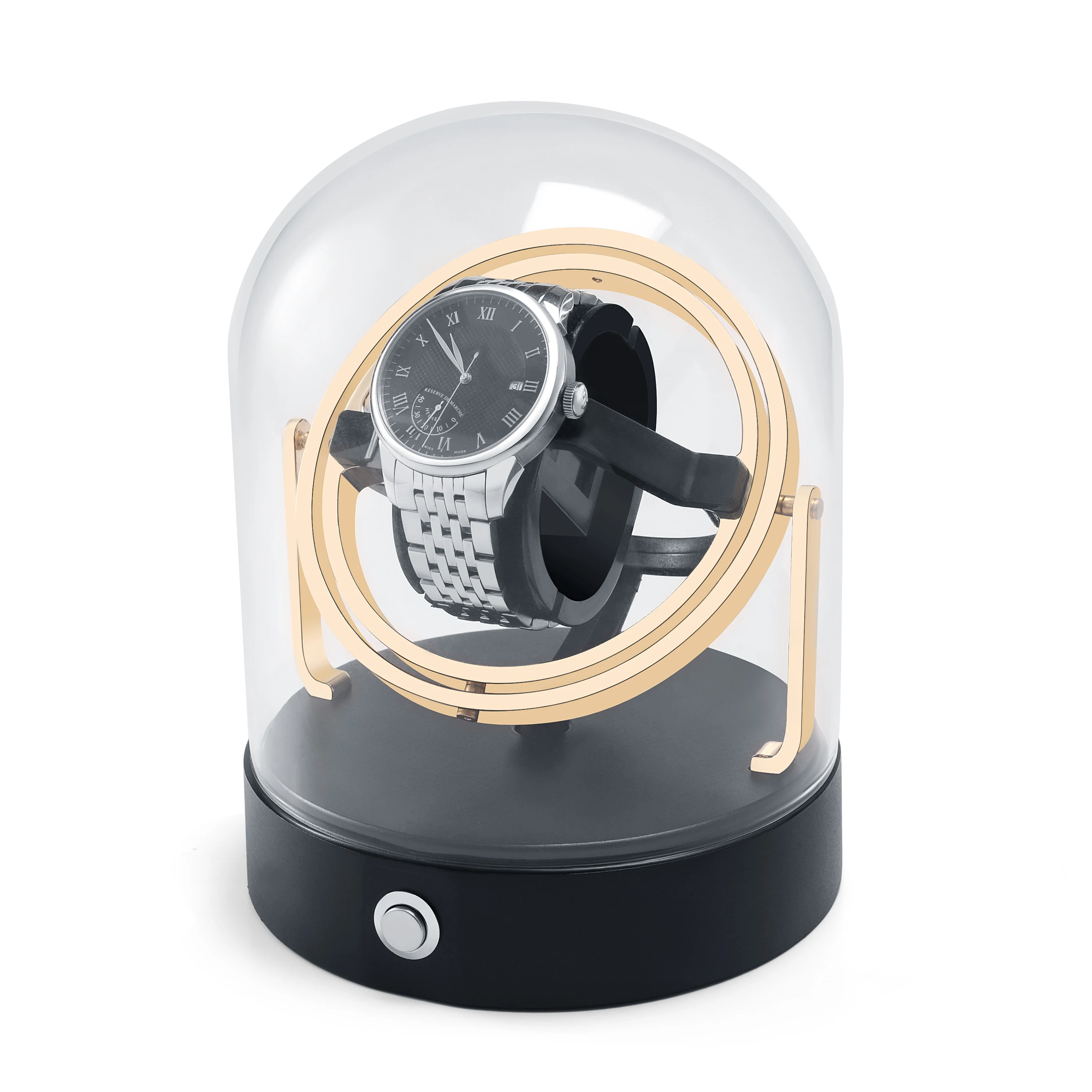 LAIHE Glass Cover Aluminum Alloy Battery Powered 1 Rotor Single Luxury Automatic Safe Gyro Watch Winder