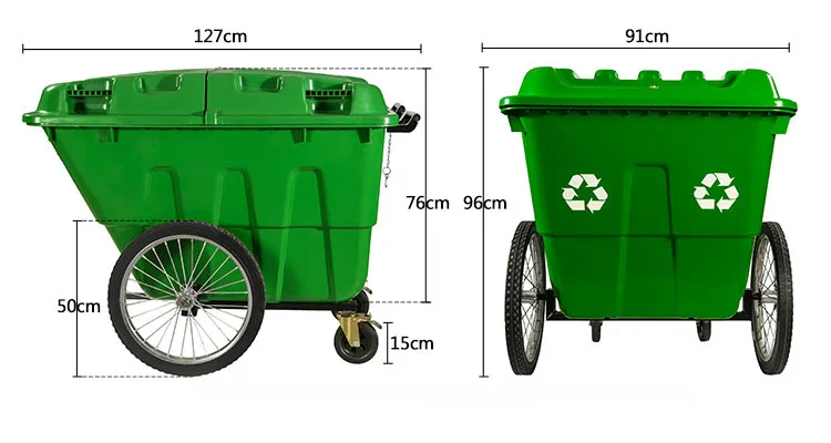 Suitable for Outdoor Sanitation in Residential Areas Garbage Collection by Handcart 400L  large garbage bins