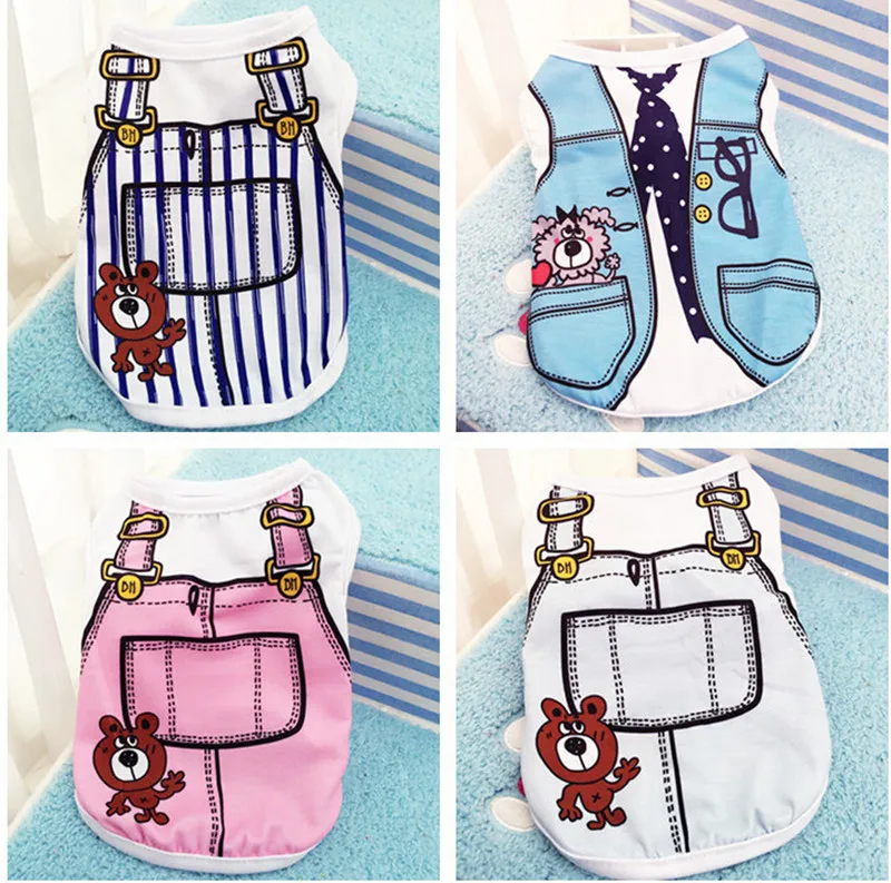 2024 Cartoon Puppy Dog Vest Shirt Summer Pet Clothes for Small Dogs Chihuahua Yorkshire  Shirts Dogs Pets Clothing Cat Outfit