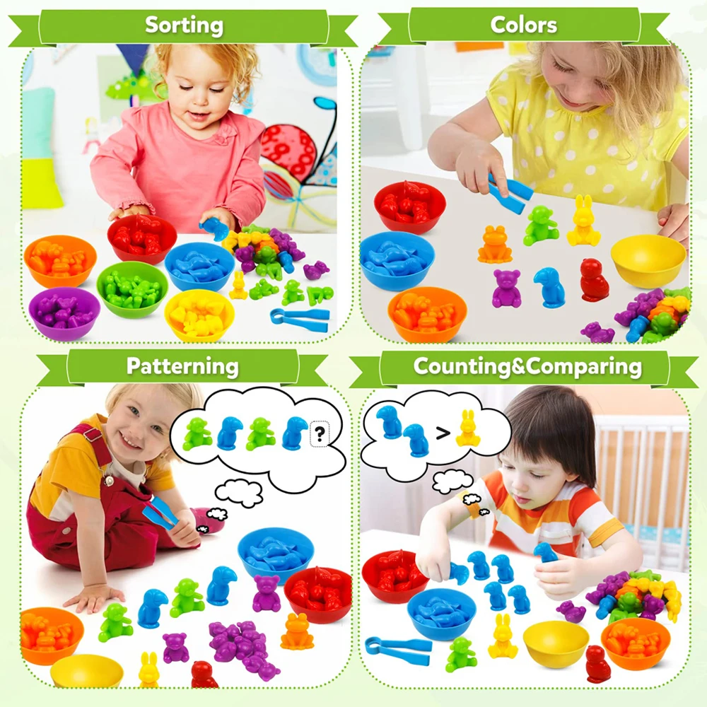 Counting Animal Color Sorting Toys with Rainbow Cups Learning Activities Classification Toddler Sorting and Stacking Toys