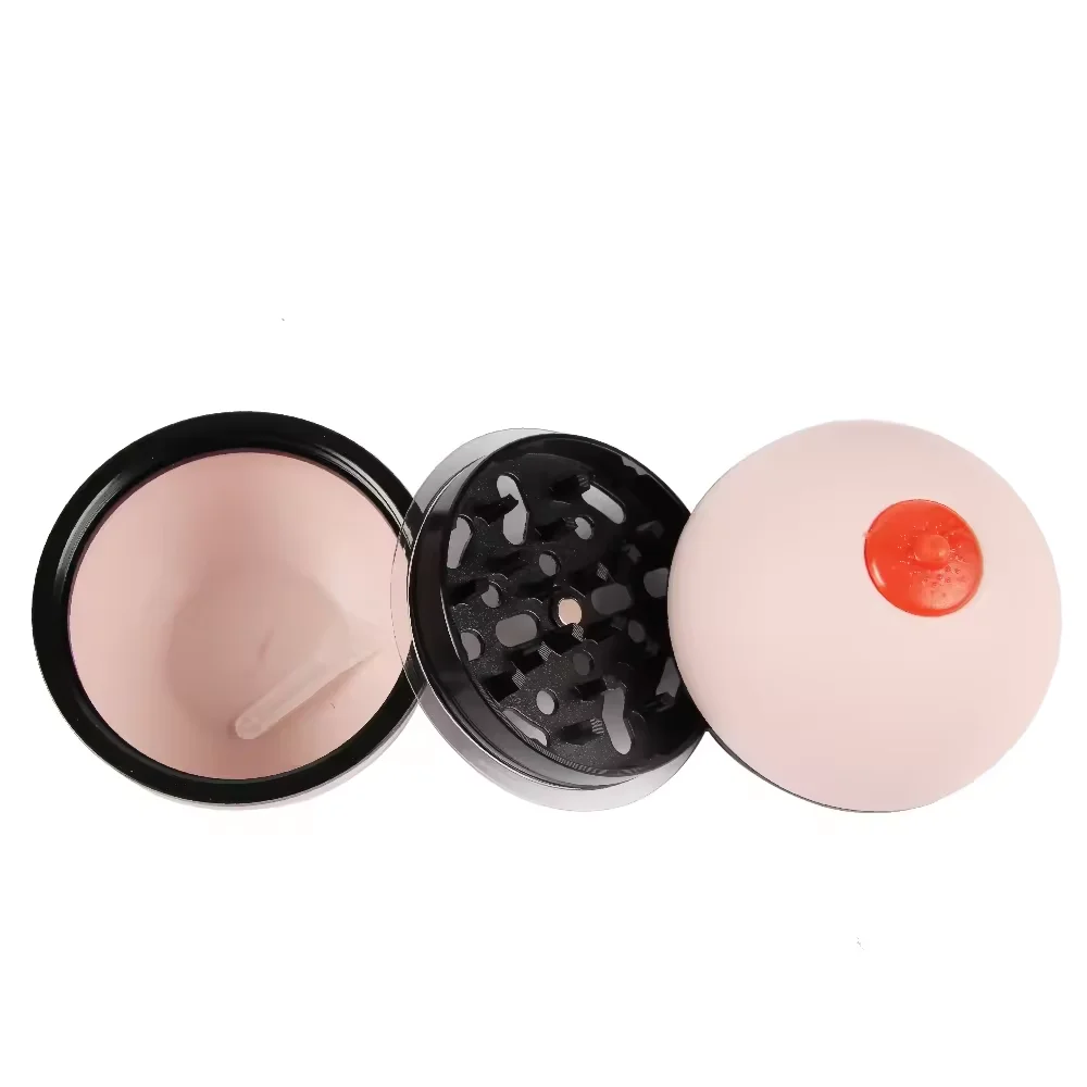 Cheaper Price Free Sample High Quality Chest Breasts Nipple 63mm Metal Herb Grinder New Tobbaco Crusher Herb Grinder