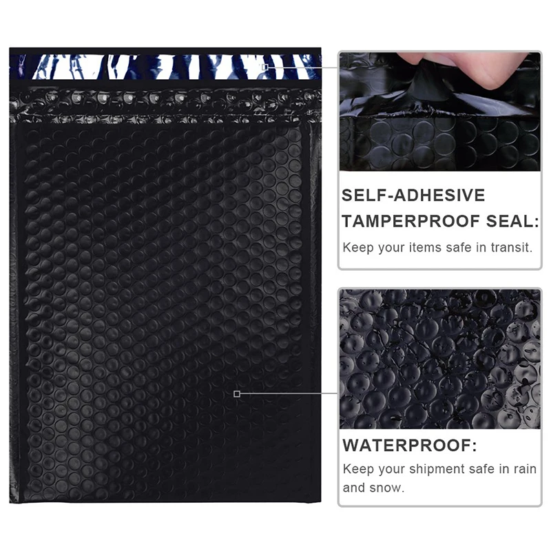 
Customized Black Bubble Mailer Packing Padded Envelopes Shipping Matte Black Poly Mailer Bag 