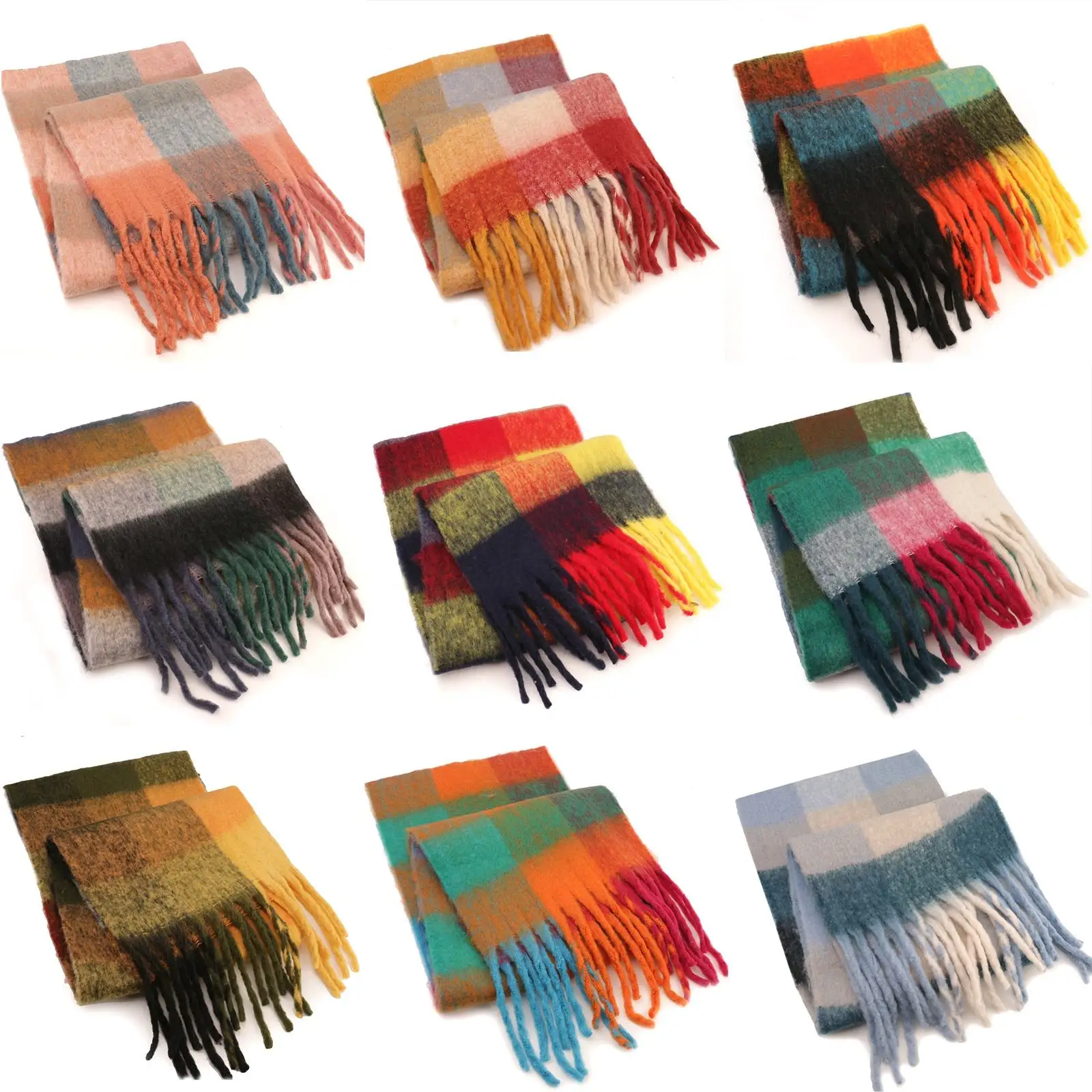 Customize Winter Soft Scarf for Women Fashion Warm Neck Scarves Shawl Ladies Plaid Tassel Scarf