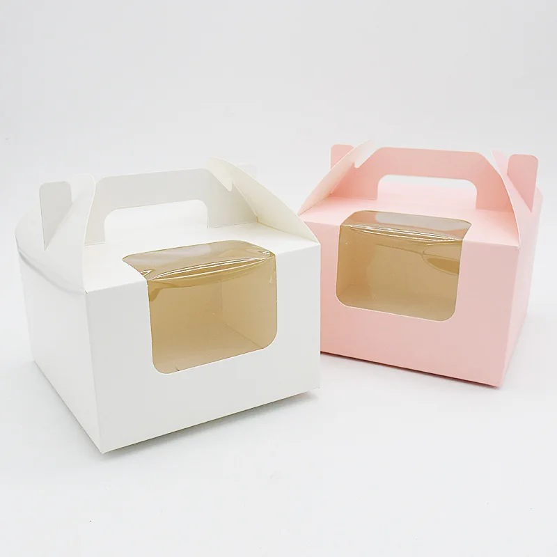 Wholesale Custom Logo Printed Paper Food Packaging Box White Kraft Paper Gable Boxes for Restaurants & Bakery Foods Packaging