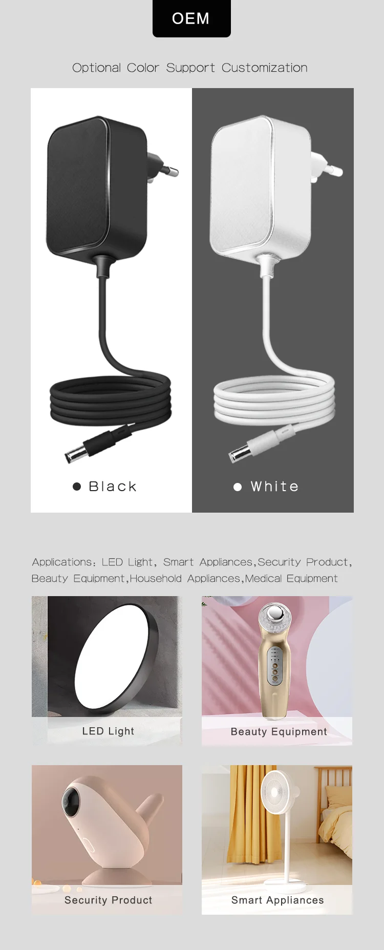 AC DC power supply adapter 12V 2A 12V 3A 5V3A 6V 1A 9V 24V 1000ma wallmount usb-c power adapter white black for CCTV TV box led