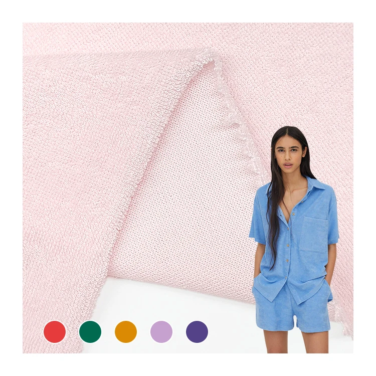 Soft Hand Feel CVC Terry Cloth Material Towelling Fabric By Roll, Cotton Polyester Towel Terry Fabric For Hoodie/