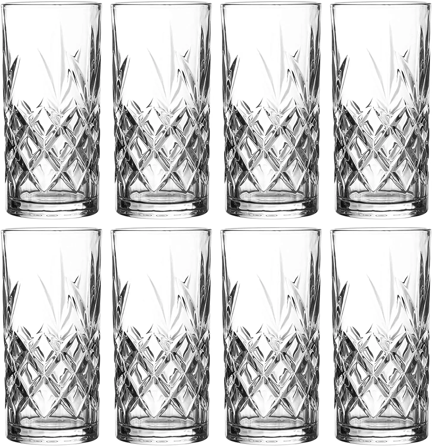 Высокие стаканы Highball чашки 12 унций текстурированная дизайнерская стеклянная посуда для питьевой воды