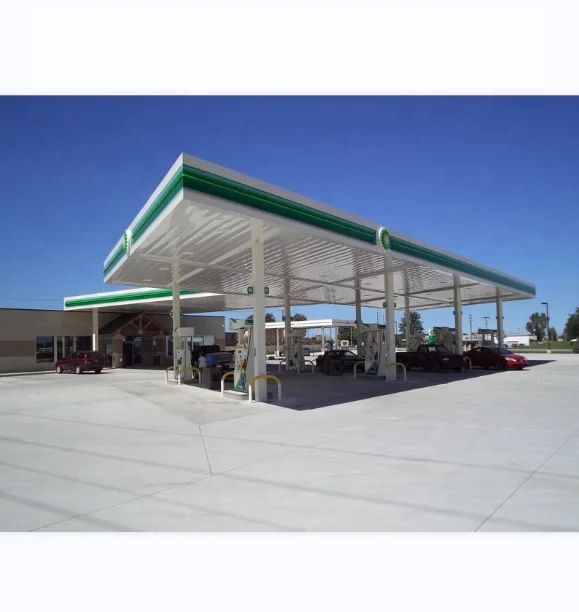 High Quality Steel Space Frame Gas Station/Petrol Station Canopy Construction