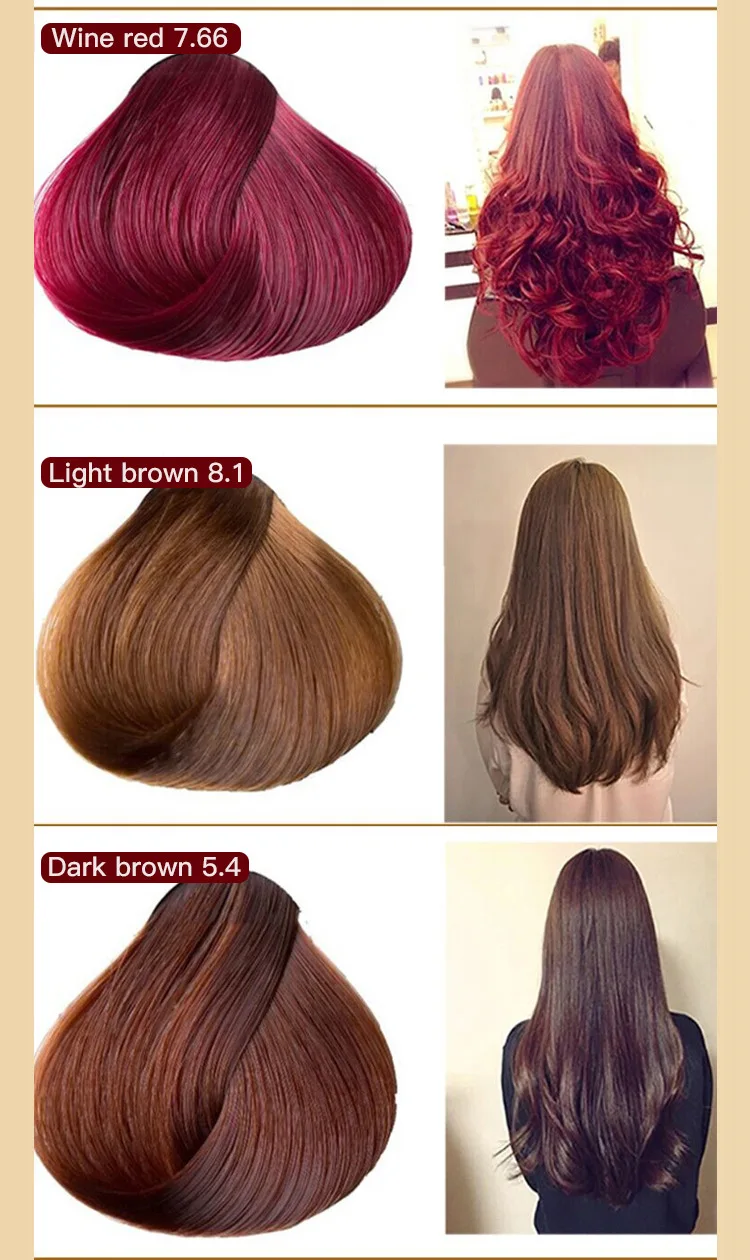 Wholesale Private Label Argan oil long lasting Natural hair dye brown color black hair color shampoo for women