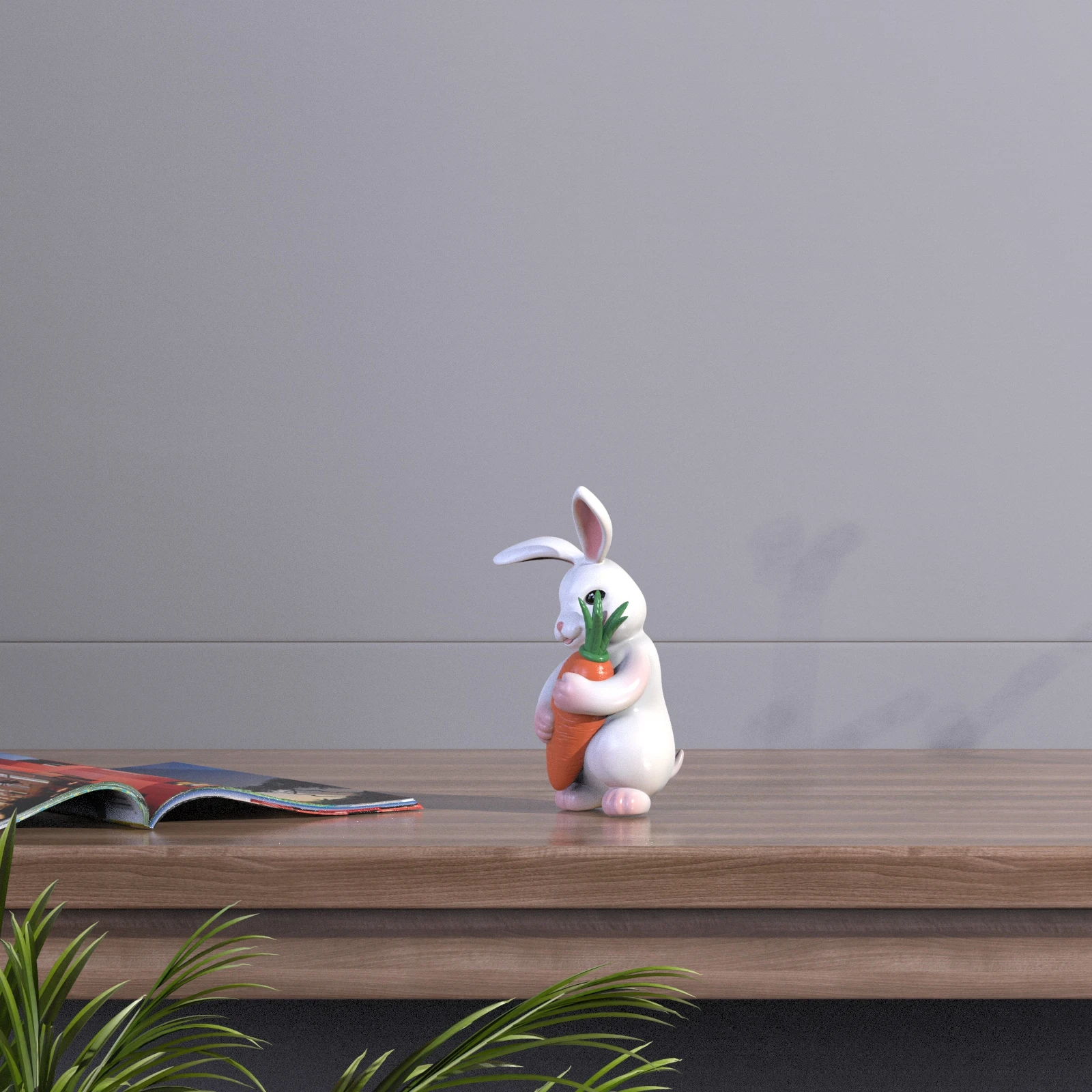 China Factory Supply resin rabbit statue polyresin custom Easter bunny figurines with carrot custom easter rabbit decoration