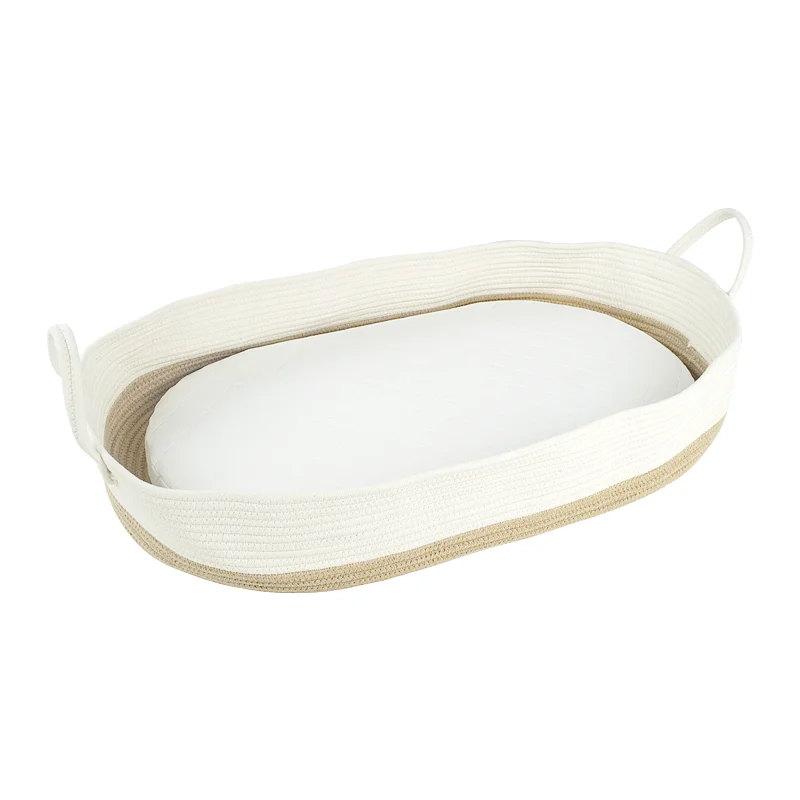 
Handmade Natural Seagrass Rattan oval baby basket with mattress 