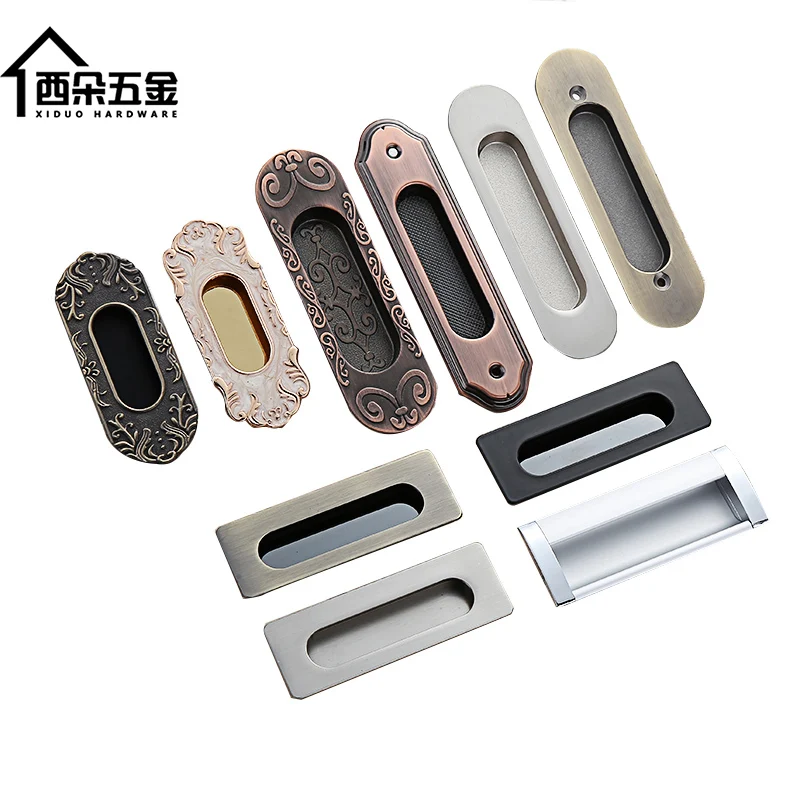 
Simple drawer handle embedded sliding door black wardrobe hidden cabinet handle sliding door, invisible handle 