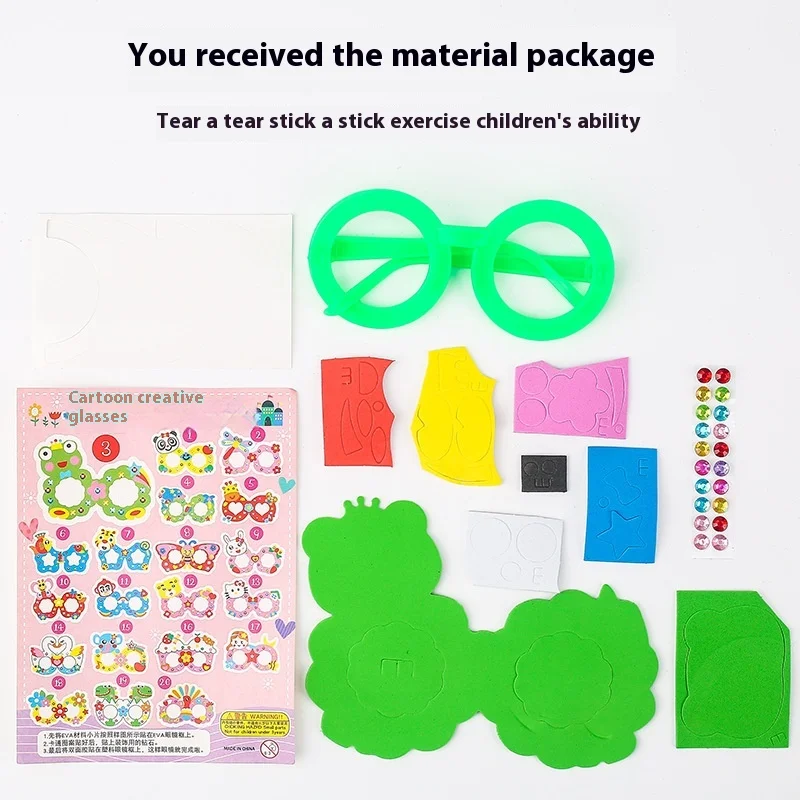 Creative Handmade DIY Art Craft Kits Funny Cartoon Glasses Paste Painting Material Kits